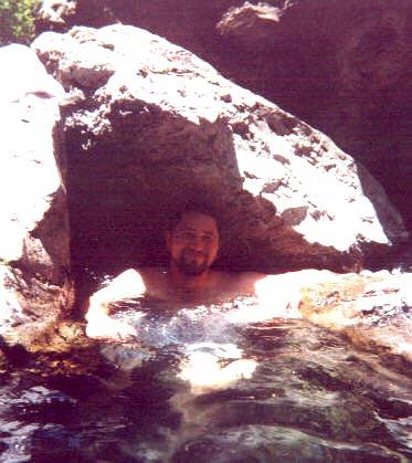 Tony basks in the warm water