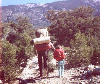 Elizabeth and Dad go up the mountain